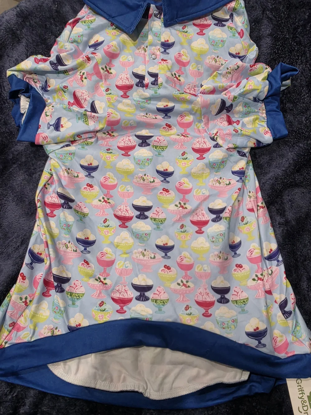Griffy And Drake IceCream Print Blue Collared Shirt
